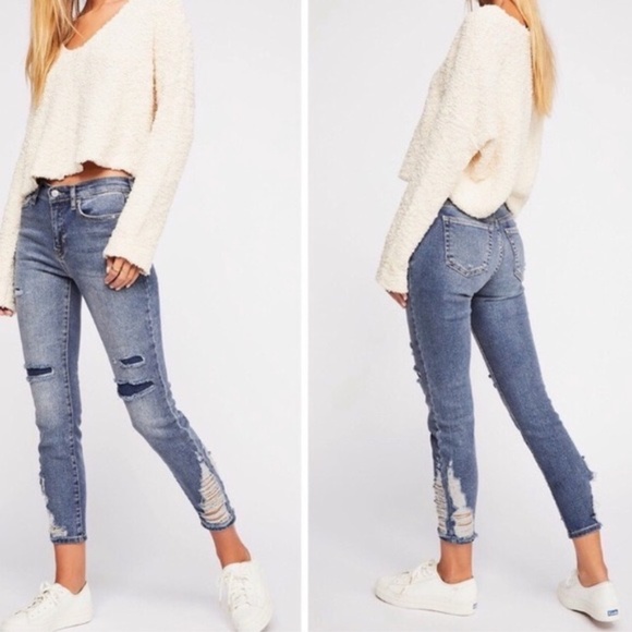 Free People Denim - Free People About Girl Distressed High Rise Jeans